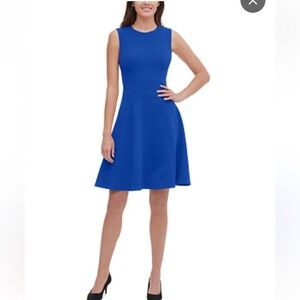 Tommy Hilfiger Blue Sleeveless Fit and Flare Midi Dress